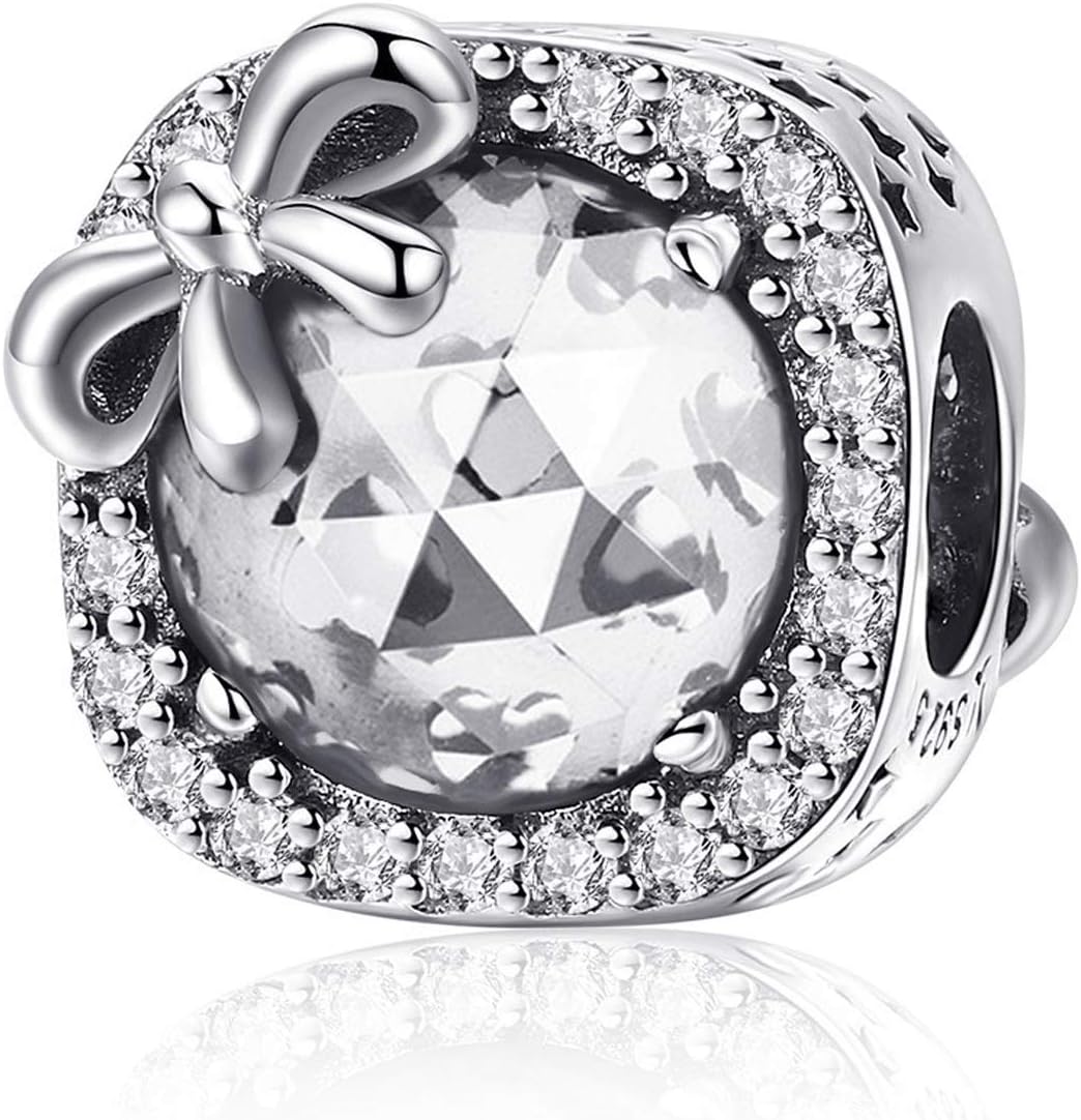 MUERDOU Birthstone Charm Fit for Charms Bracelet Bowknot Birthday Crystal Charms for Bracelet and Necklace