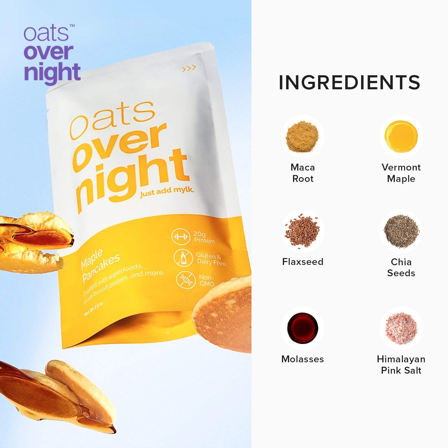 Oats Overnight - Dairy Free Variety Pack (3 Pack with BlenderBottle) High Protein, Low Sugar Breakfast - Gluten Free, High Fiber, Non GMO Oatmeal (2.6oz per pack)
