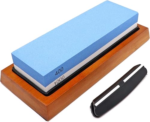 Miniatura 1 de YuGtcen Afilador de cuchillos de piedra afilada 2 piedras de afilado de grano lateral 4001000 kit de afilado de piedra húmeda kit de afilado de