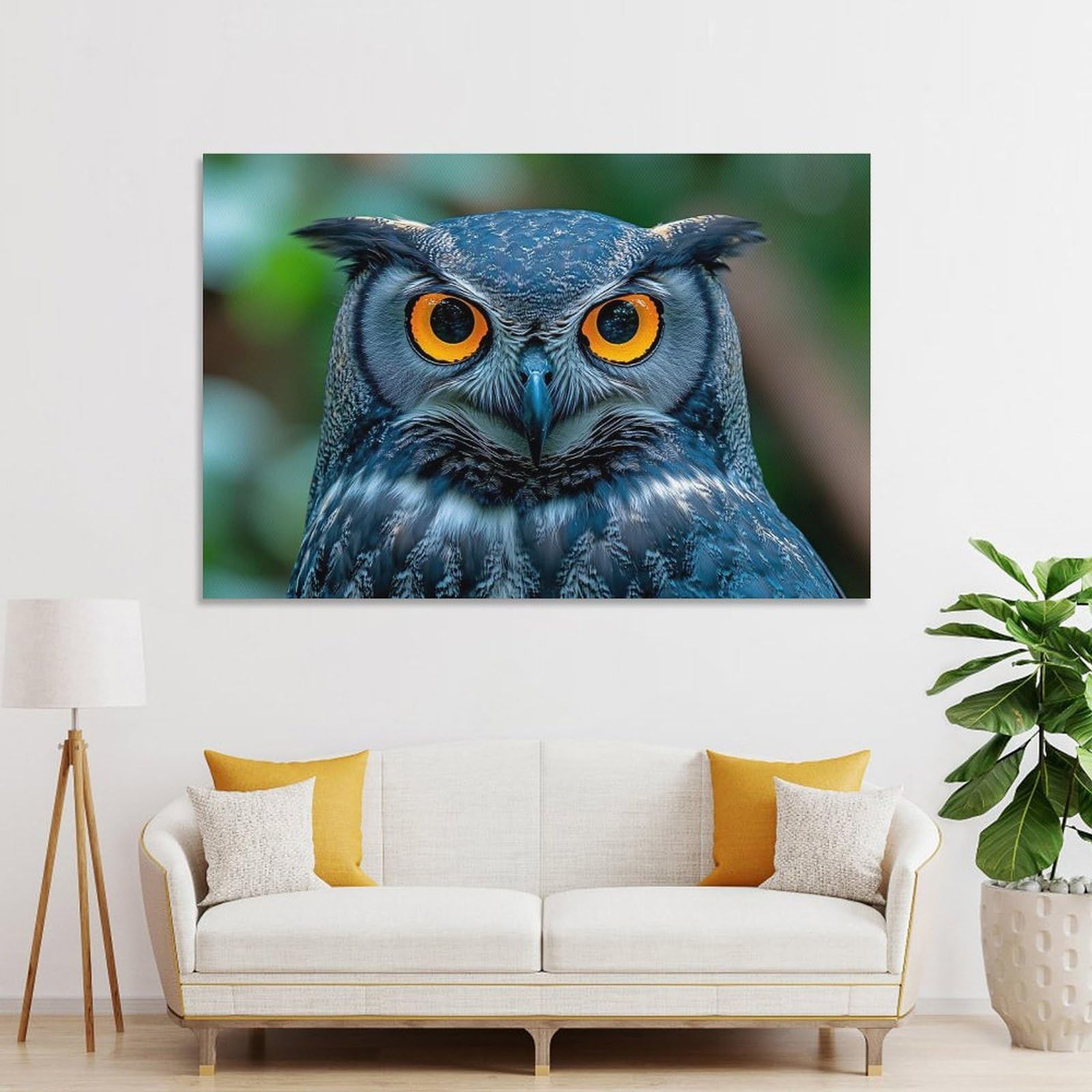 Junmoney Unframe-Style-12 Great Horned Owl Portrait Home Decor Wall Art 12X18inch(30X45cm), For Bedroom, Guest Room Or Reading Nook, Decorative Wall Art For Cosy Rooms