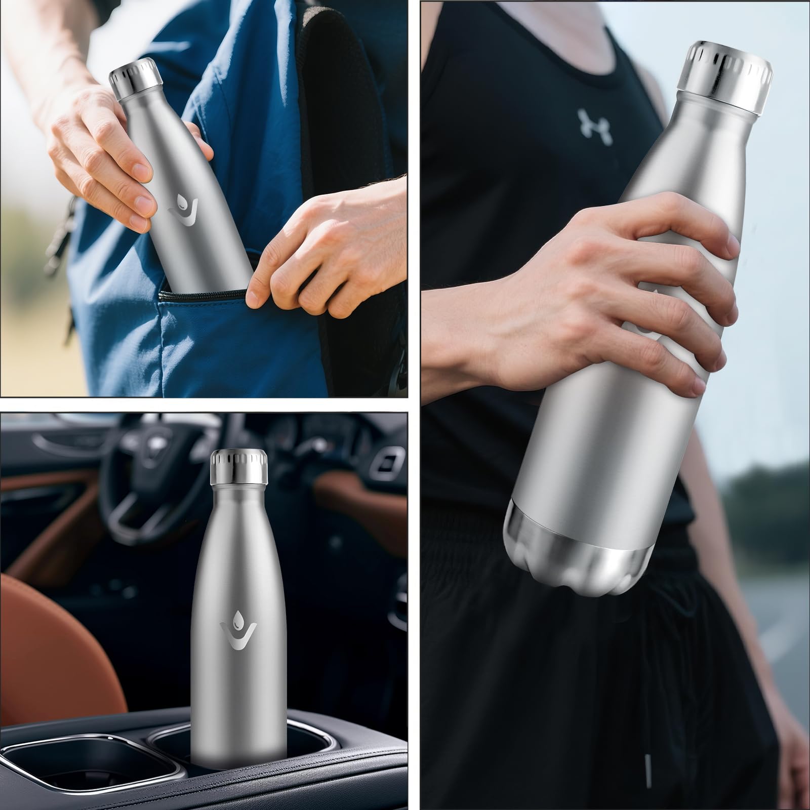 Borraccia Termica 500ml, Bottiglia Antigoccia, Bottiglia Termica Senza BPA, Doppia Parete Isolata, Borraccia Acciaio Inox, Borraccia Termica Riutilizzabile per Bambini, Ragazzi, Palestra, Viaggio