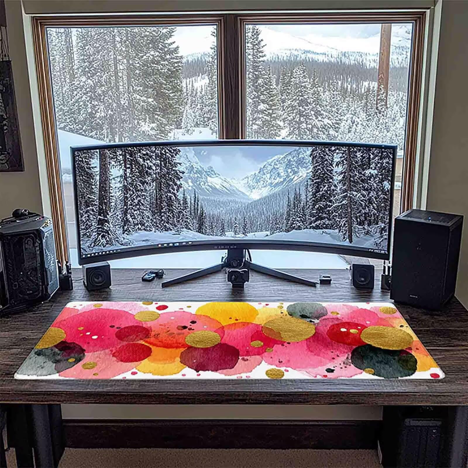 Tappetino Mouse XXL 1000x500mm Rosa Mousepad Astratto Tappetino Scrivania Grande, con base in Gomma Antiscivolo, Impermeabile Sottomano Scrivania per Computer, Accessori Gaming Mouse Pad 5-5788q