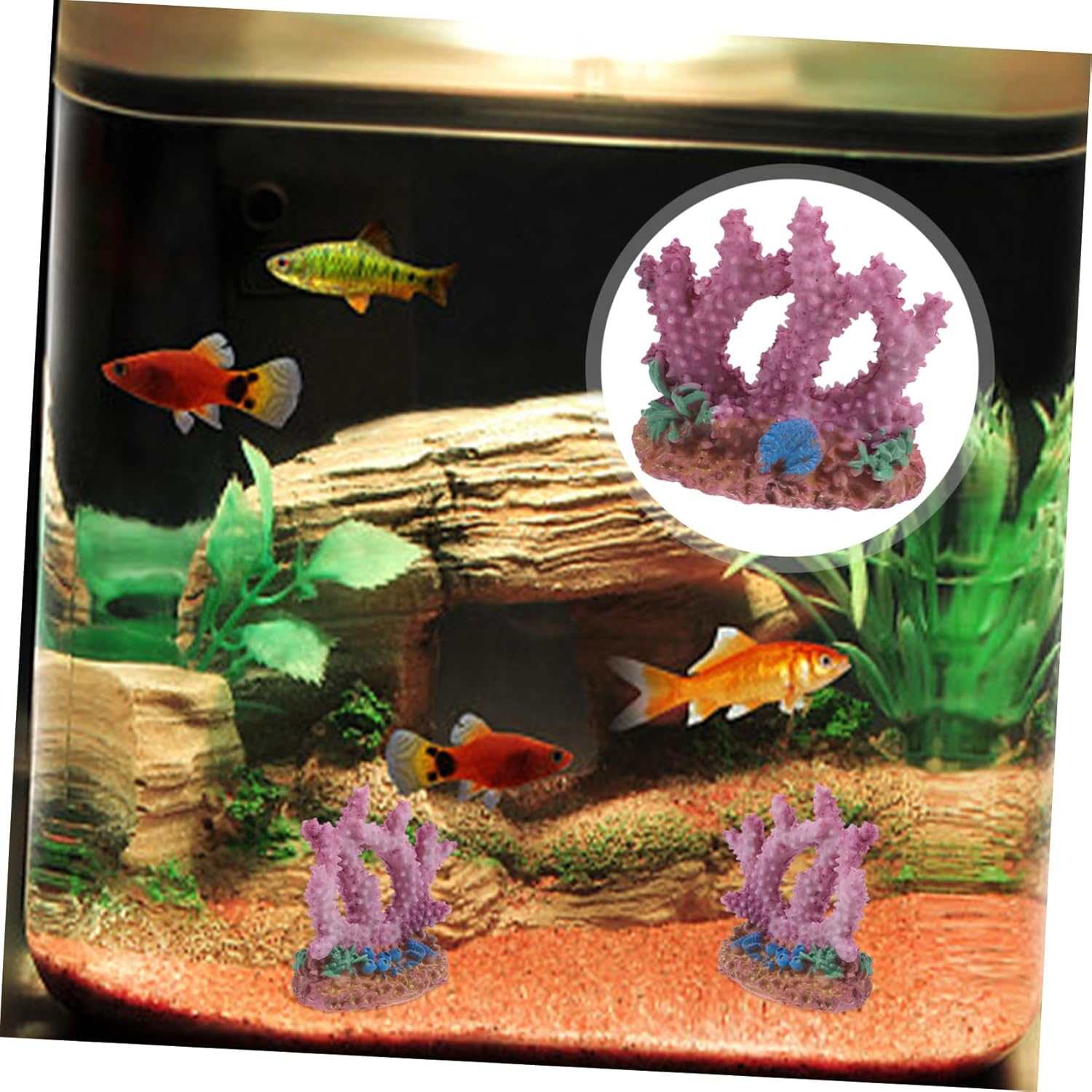 5sets Resin Coral Decoration Fish Tank Aquatic Coral Aquarium Artificial Plants Fish Tank Light Kit Fern Delicate Aquarium Coral Sponge Fish Tank Decorations C