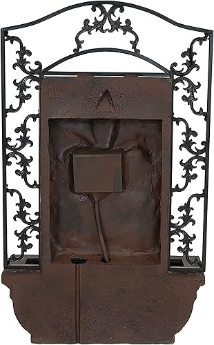 Miniatura 55 de Sunnydaze French Lily - Fuente de agua de pared Polystone de 33 pulgadas para exteriores, bomba sumergible eléctrica, acabado de piedra florentina