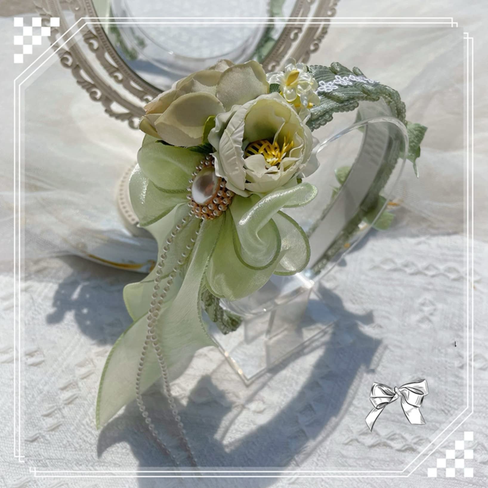 Amazon.co.jp: ヘッドドレス ロリータ髪飾り 緑 ヘア