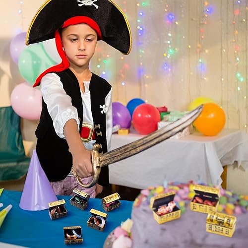 Miniatura 3 de Caja de almacenamiento de joyería pirata de 50 piezas para juegos de pirata, juego de simulación de cumpleaños, Halloween, Navidad, Navidad, 50