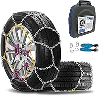 SNOCATENA Auto Tightening Snow Chains for Cars Trucks SUVs - Quick Fit Reusable Tire Chains Winter Traction Snow Ice Mud (Set of 2)