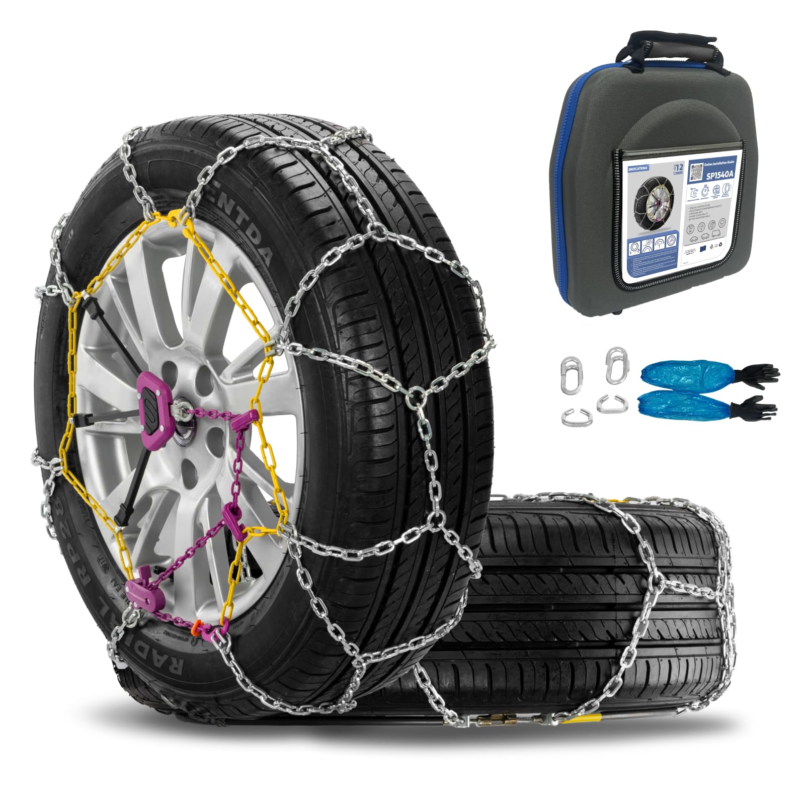 Snow Chains for Car,Universal Emergency Tire chains,Compatible with - Set of 2