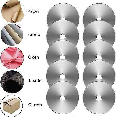 Miniatura 35 de Cuchillas de corte rotativas de 1.772 pulgadas, paquete de 10 cuchillas de repuesto para Fiskars, OLFA para acolchar, álbumes de recortes, costura