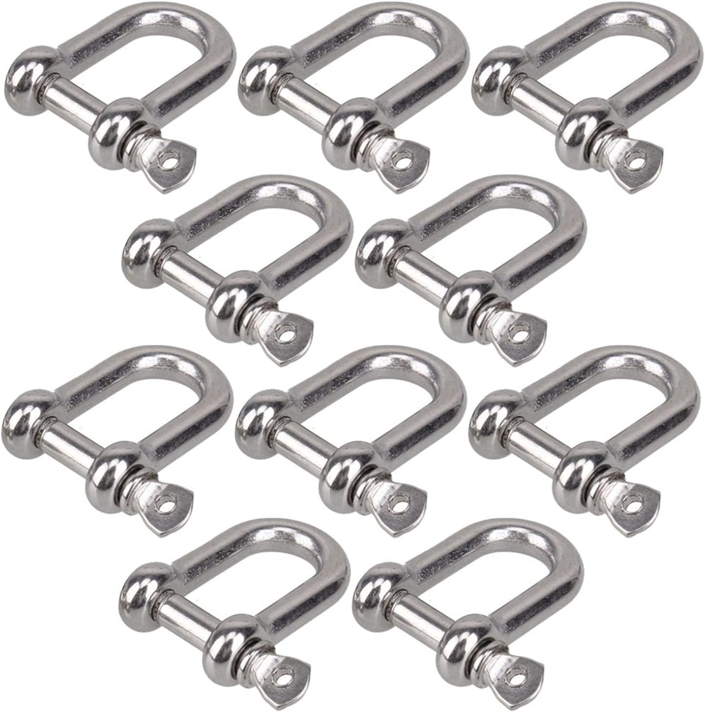 d Ring, Stainless Shackle,Small Shackle,10pcs 5pcs D Type M8 Shackle Short Paragraph Rigging Stainless Steel 304 Shackle Hooks Boat Rigging Hardware(10pcs)