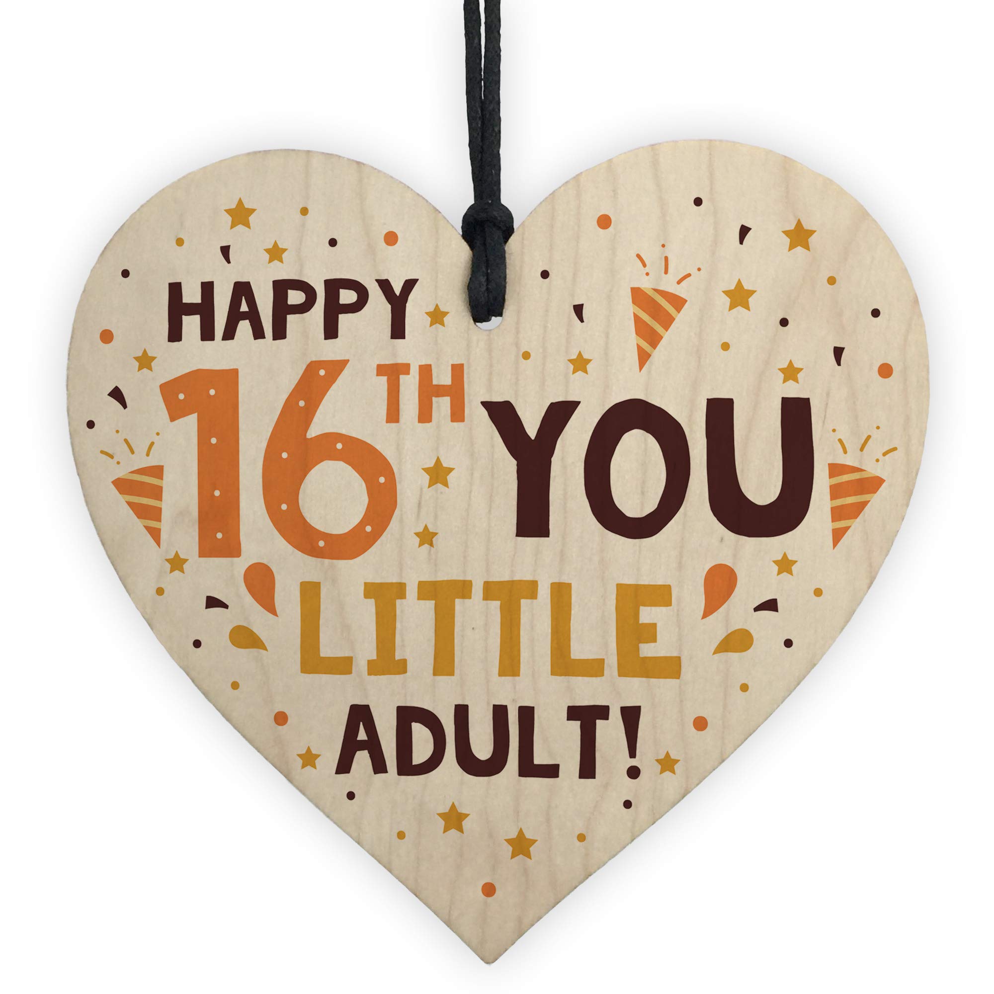 Red Ocean Funny 16Th Birthday Card Wooden Hanging Heart Sixteenth Gift For Daughter Son