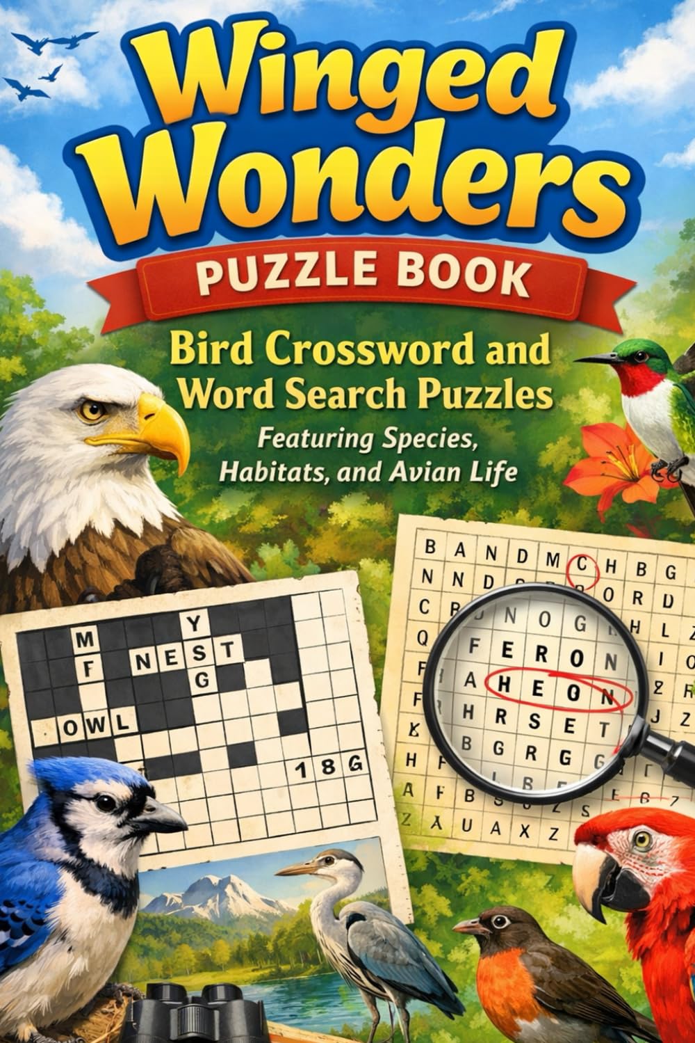 Winged Wonders Puzzle Book: Bird Crossword and Word Search Puzzles Featuring Species, Habitats, and Avian Life