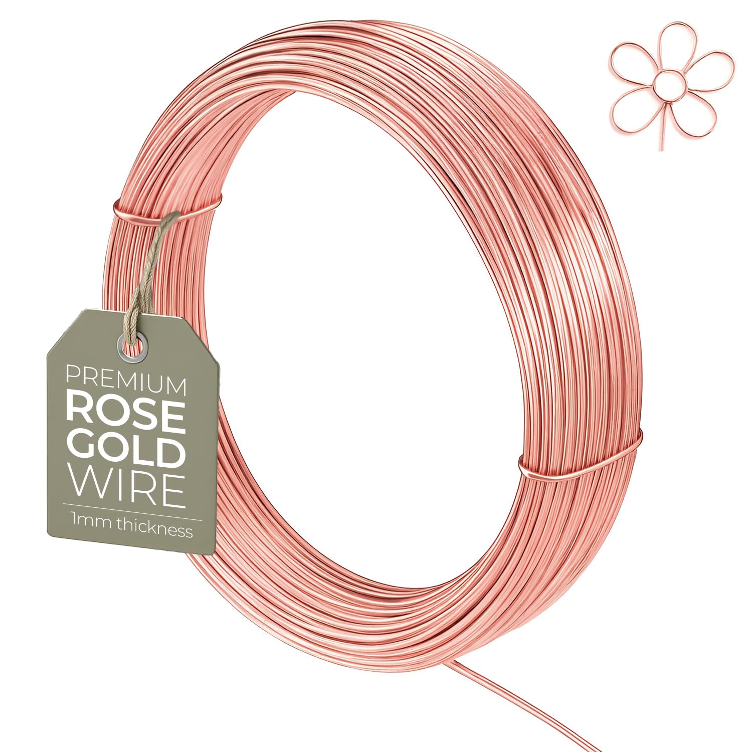 The Bead Shop Rose Gold 1Mm (18 Gauge) X 4M Non-Tarnish Craft Wire For Jewellery, Wire Wrapping, Sculpting, Hobby Craft, Wire Modelling