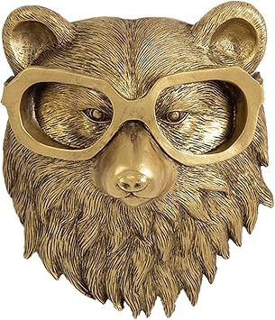 3D Head Wall Mount Ornament Deer Decor Rabbit Ornaments Animal Head Wall Sculptures Modern Art Statue Animal Heads Resin Home Accessories Wall Decorations for Living Room to Hang Ornaments, Bear