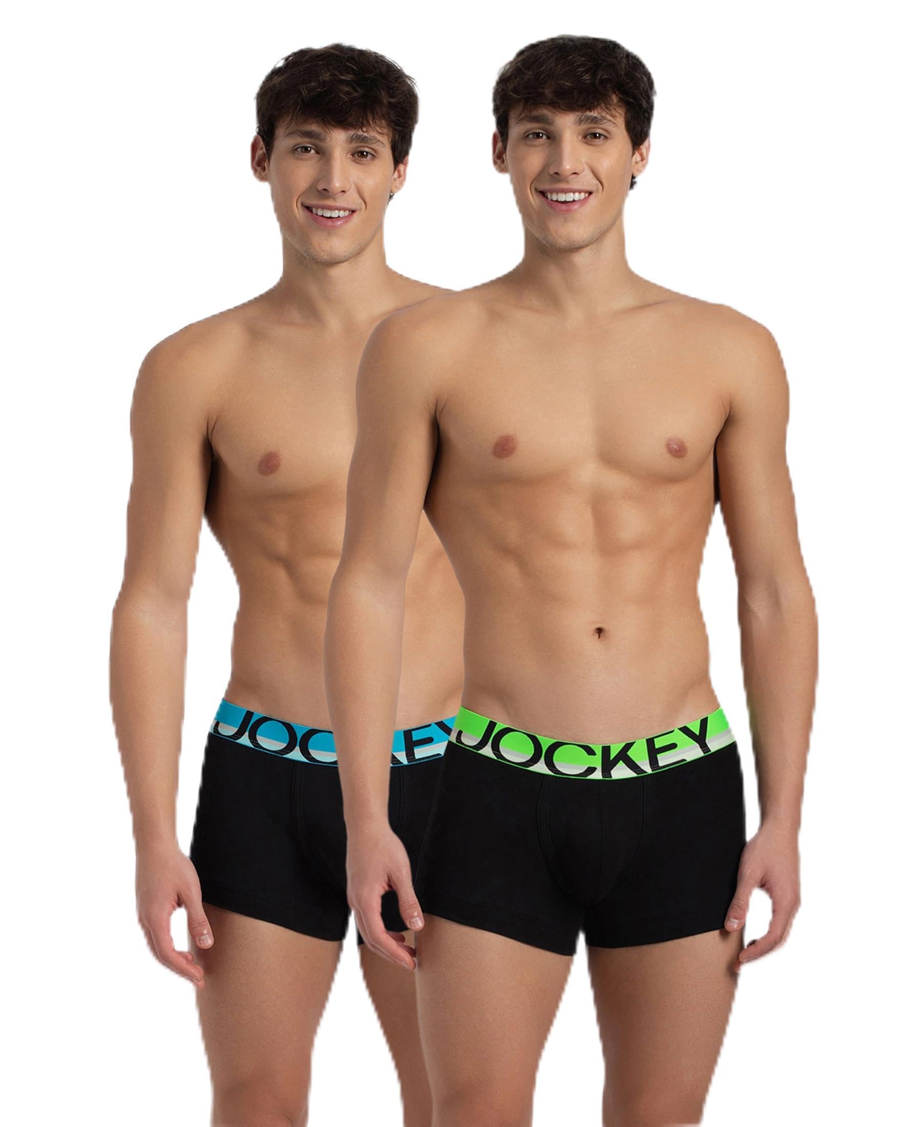 jockey FP03 Men's Super Combed Cotton Rib Solid Trunk with Ultrasoft Waistband (Pack of 2) _Black New_L-picture-36