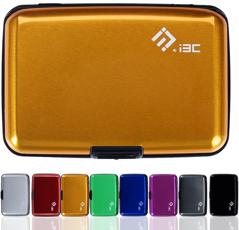 RFID Credit Card Case, I3C RFID Blocking Credit Card Holder Wallet Protector Case Aluminum Wallet Case for Credit Card Security Orange