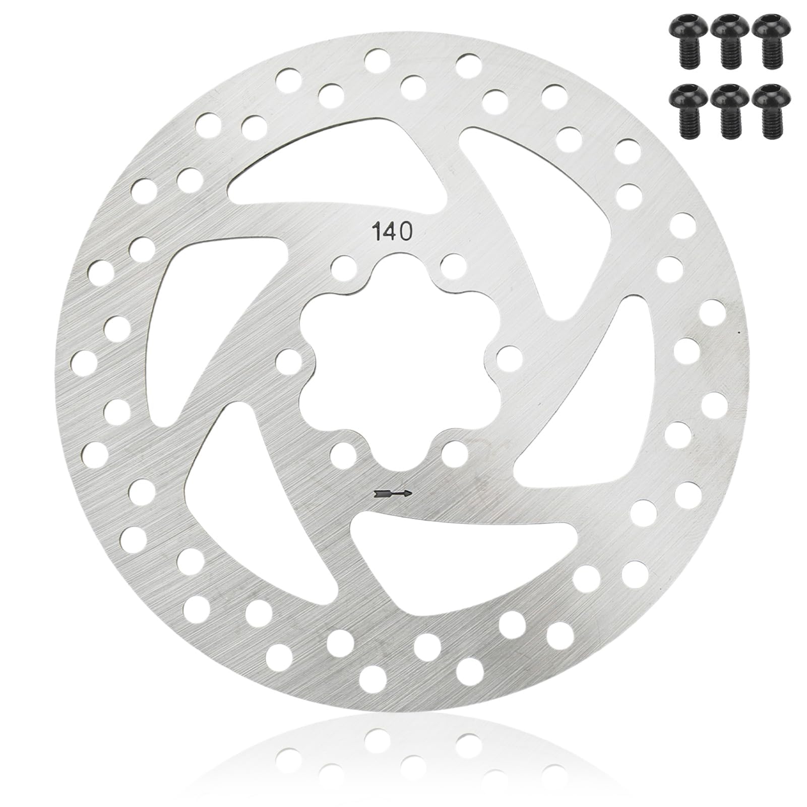 Rotor de freno de disco de 140 mm, rotores de bicicleta de acero inoxidable cubos roscados de disco de freno Rotor Adaptador de brida con 6 pernos para bicicleta de carretera de