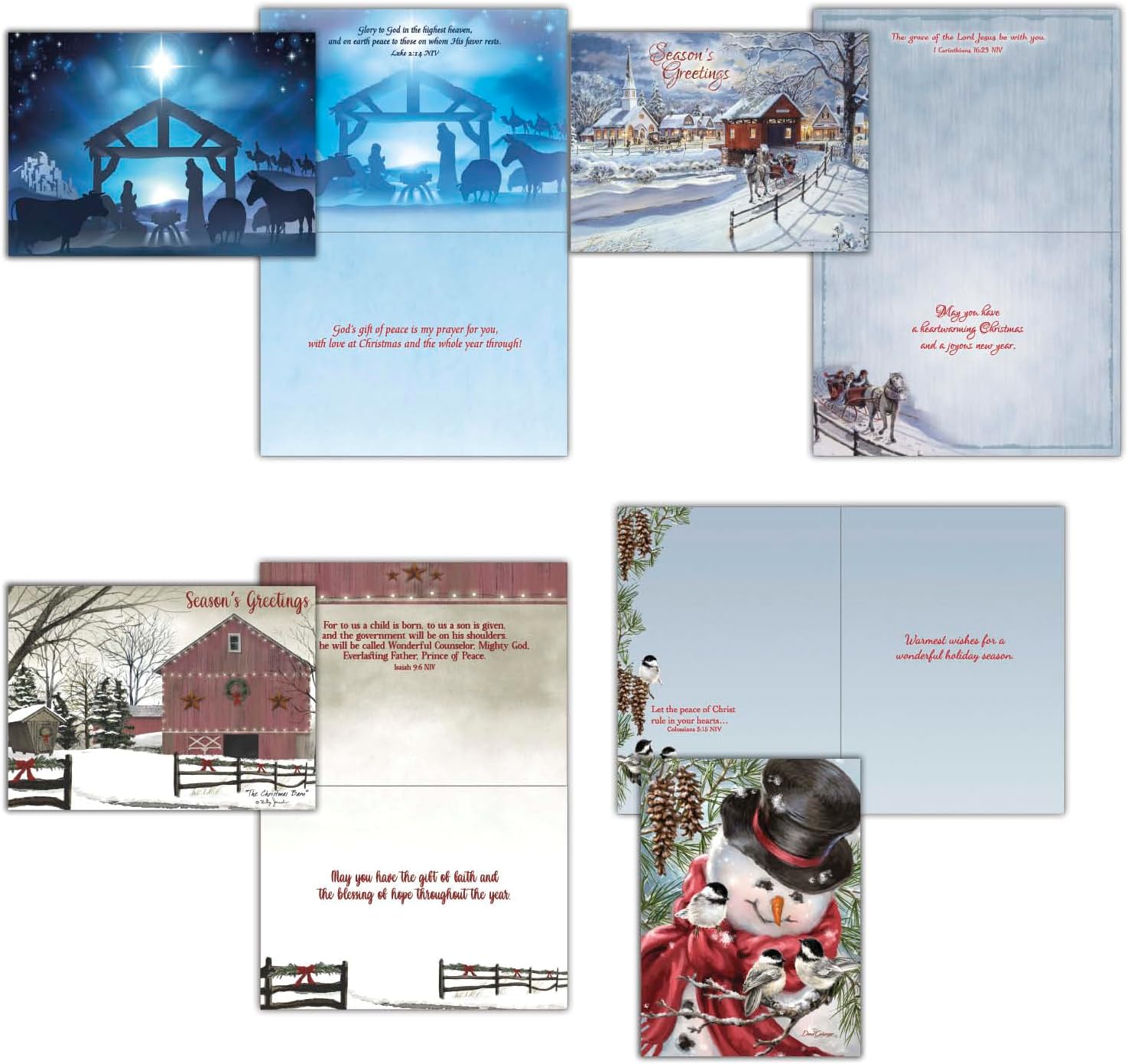 Crown Point Graphics Shared Blessings Wonderful Time of the Year 48 Religious Christmas Cards - New International Version Scriptures - Holiday Cards with Envelopes - Assorted Designs