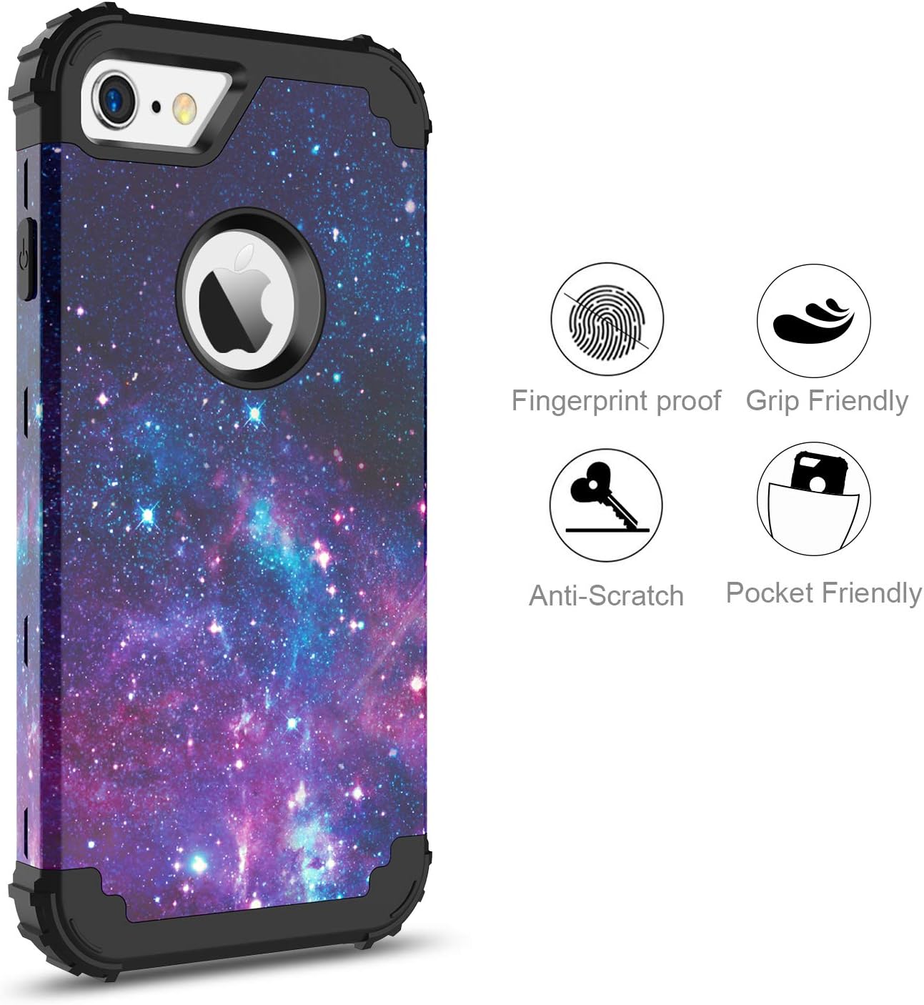 BENTOBEN Case for iPhone 6S/iPhone 6,3 in 1 Starry Space Design Shockproof Hybrid Hard PC Soft Silicone Bumper Heavy Duty Rugged Non-Slip Full-Body Protective Case for iPhone 6/6S (4.7 inch),Space