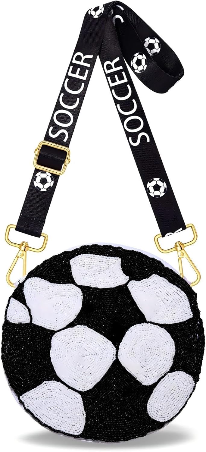 Beaded Sports Purse for Women Baseball Football Crossbody Purse Game Day Shoulder Bag Football Baseball Mom Fans Gifts