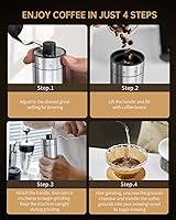 Vista 6 de CIRCLE JOY Manual Coffee Grinder with 40 External Adjustable Settings and Ceramic Conical Burr, Portable Stainless Steel Hand Coffee Grinder for
