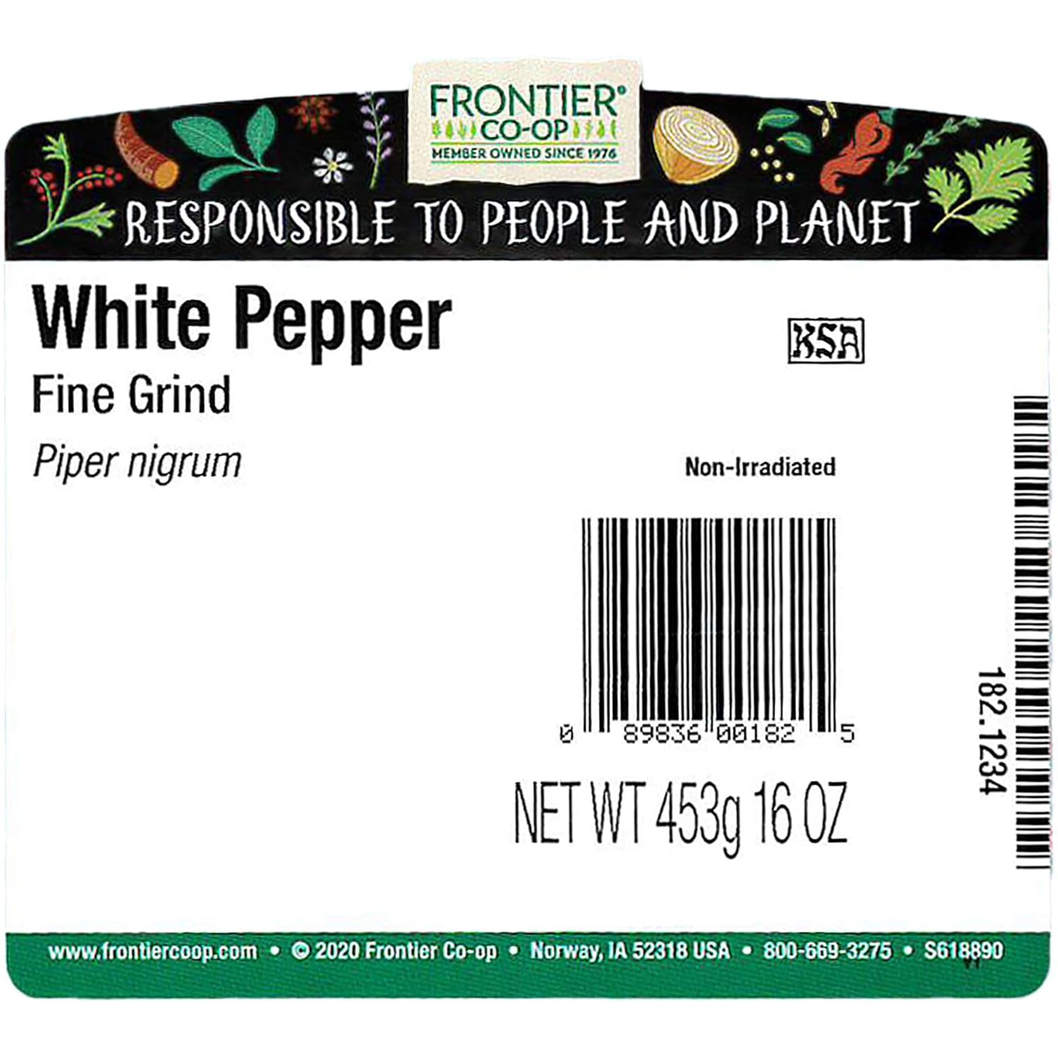 Frontier Pepper, White Fine Grind (40 Mesh), 16 Ounce Bag