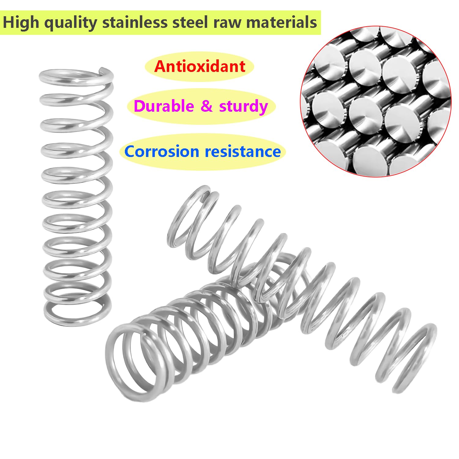 Qrity 10Pcs Stainless Steel Springs, Compression Springs, Wire Diameter 1.2mm, 7mm OD, 15mm Free Length, Springs for Shop and Home Repair