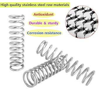 Qrity 10Pcs Stainless Steel Springs, Compression Springs, Wire Diameter 1.2mm, 7mm OD, 15mm Free Length, Springs for Shop and Home Repair