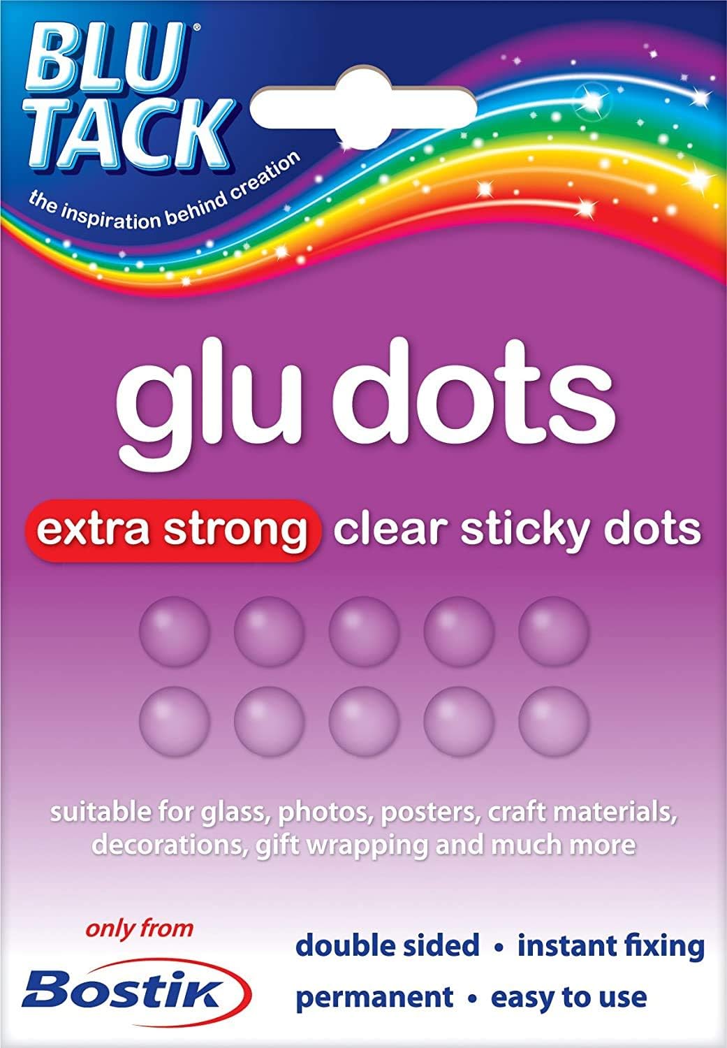 Glu Dots โ Extra Strong, Double Sided Glue Dots, For Instant Fixing & Crafts, Easy to Use, No Mess, Clear, x64 Glu Dots