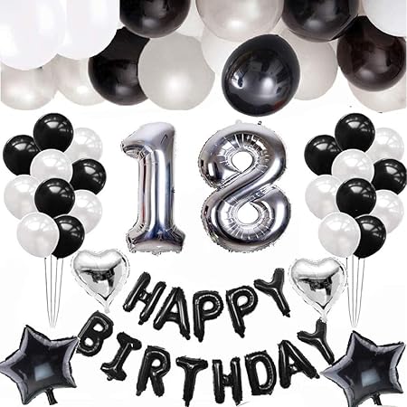 Amazon 18歳 誕生日 飾り付け セット 数字バルーン 組み合わせ Happy Birthday バナー ブルー シルバー 風船 誕生日 デコレーション 男の子 女の子 飾り付け 風船 バルーン おもちゃ