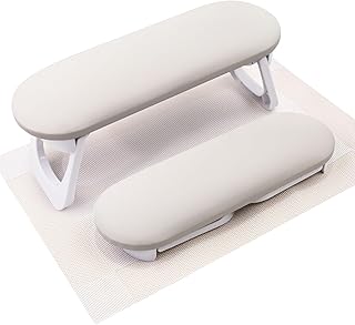 Subay Nail Arm Rest, Foldable PU Leather Nail Hand Rest for Acrylic Nails Cushion Hand Holder, Nail Hand Pillow Nail Art Accessories Tool for Nails Tech Manicure Pedicure Salon Home Use - Light Gray