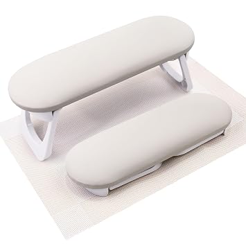 Subay Nail Arm Rest, Foldable PU Leather Nail Hand Rest for Acrylic Nails Cushion Hand Holder, Nail Hand Pillow Nail Art Accessories Tool for Nails Tech Manicure Pedicure Salon Home Use - Light Gray