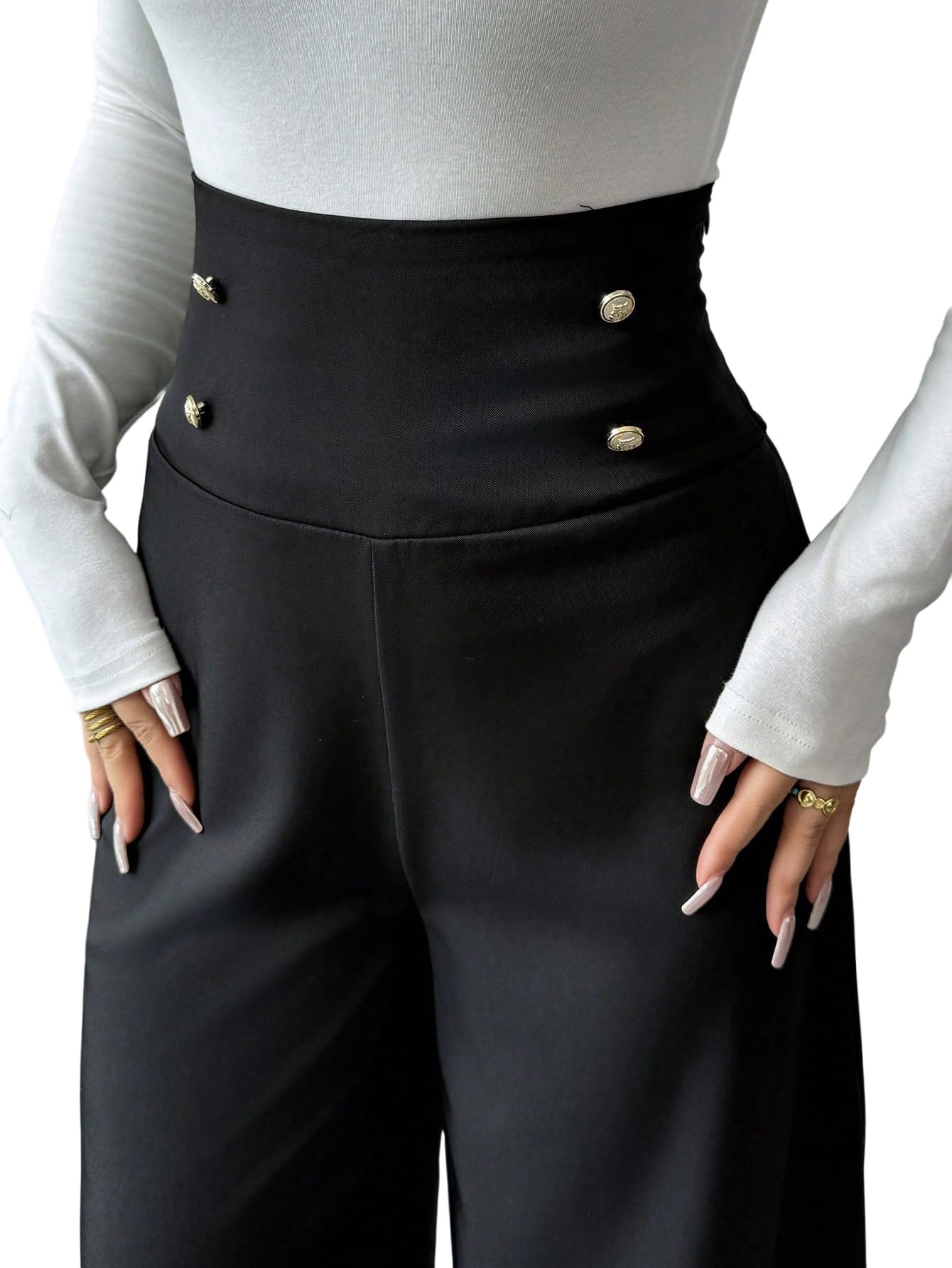 SweatyRocks Weite Hose Damen Elegant Anzughosen High Waist Business Outfit Musselin Hose Lang Damenhose Weites Bein Büro Outfit