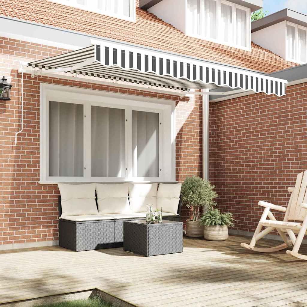Toile de Rechange pour Store banne extérieur en Polyester Anthracite et Blanc 2,5 x 2 m avec Lambrequin pour terrasse Jardin Balcon, Protection ombrage Pluie et Vent Durable