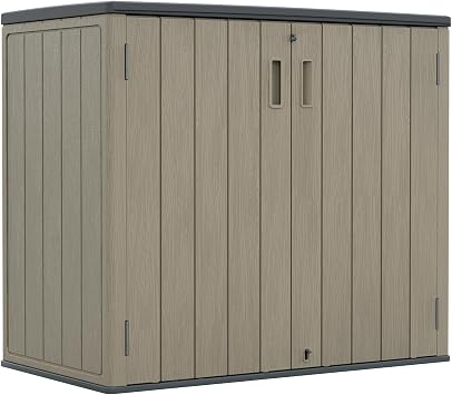 ZZM 37 Cu.ft Outdoor Storage Shed with Floor HDPE Double-Wall Resin Sheds Outdoor Storage, Lockable Weatherproof Storage Cabinet Fit for Garden Tools, Garage can, Bike, Patio Furniture, Brown