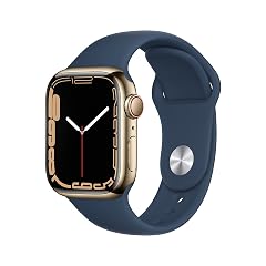 Apple Watch Series 7 GPS Cellular 41mm Smart Watch w Gold Stainless Steel Case with Abyss Blue Sport