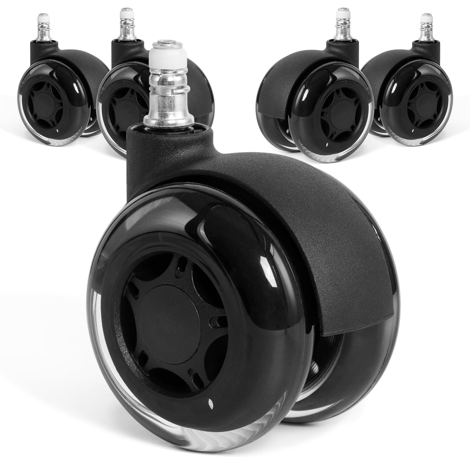 Photo 1 of Office Chair Wheels, 3 Inch Double Rollerblade Office Chair Wheel Replacement-Smooth & Quiet Rolling Chair Wheels for Hardwood Floors & Carpet for Heavy Duty Gaming Chair Set of 5 Black