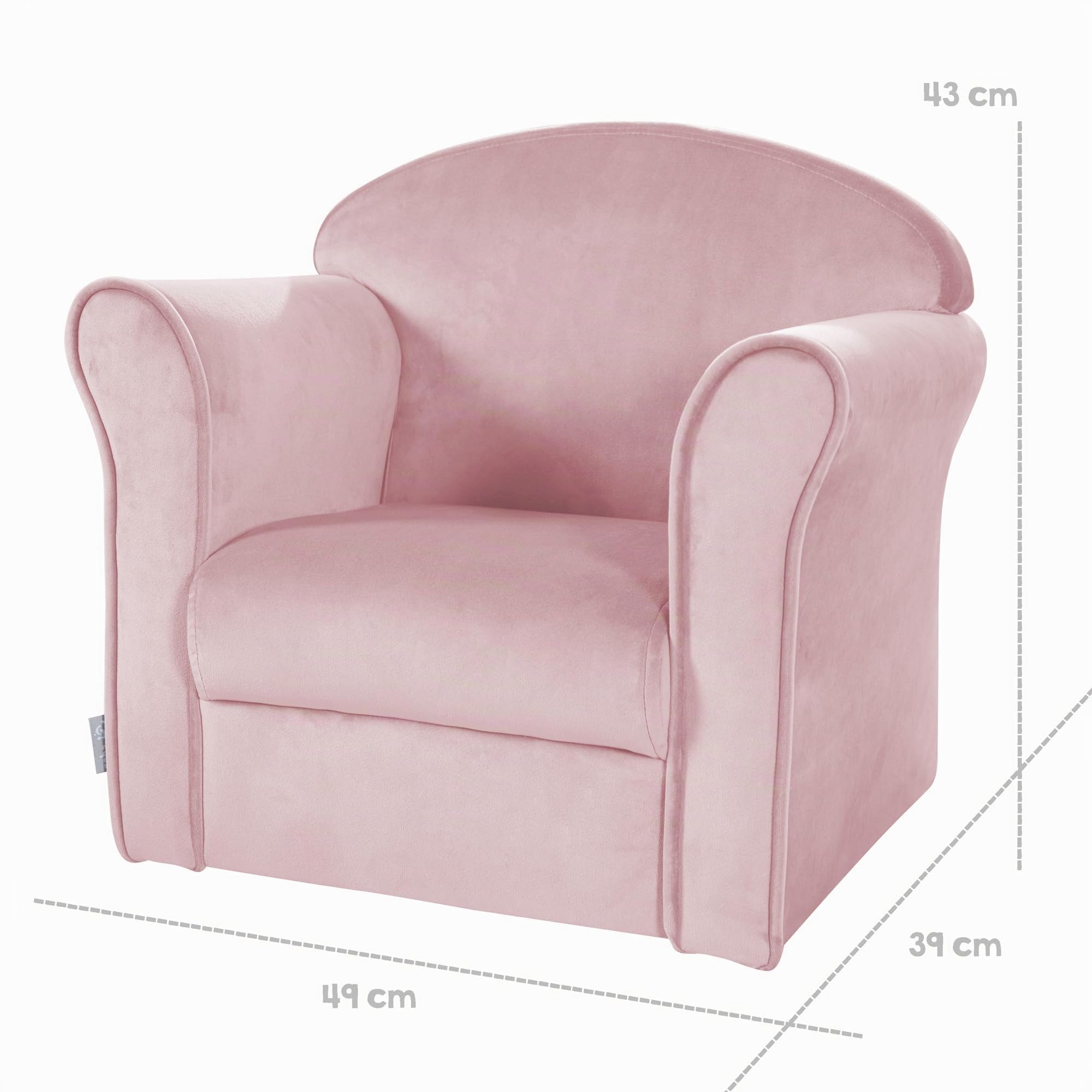 roba Poltrona per Bambini Lil Sofa - con Braccioli - Tessuto in Velluto - Morbido e Soffice - Arredamento per Bambini - per la Cameretta - dai 18 Mesi - Rosa