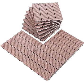 Cheston Interlocking Tiles for Floor I Wood Plastic Composite Tiles for Indoor/Outdoor I Weather & Water Resistant I Quick Flooring Solution I 12