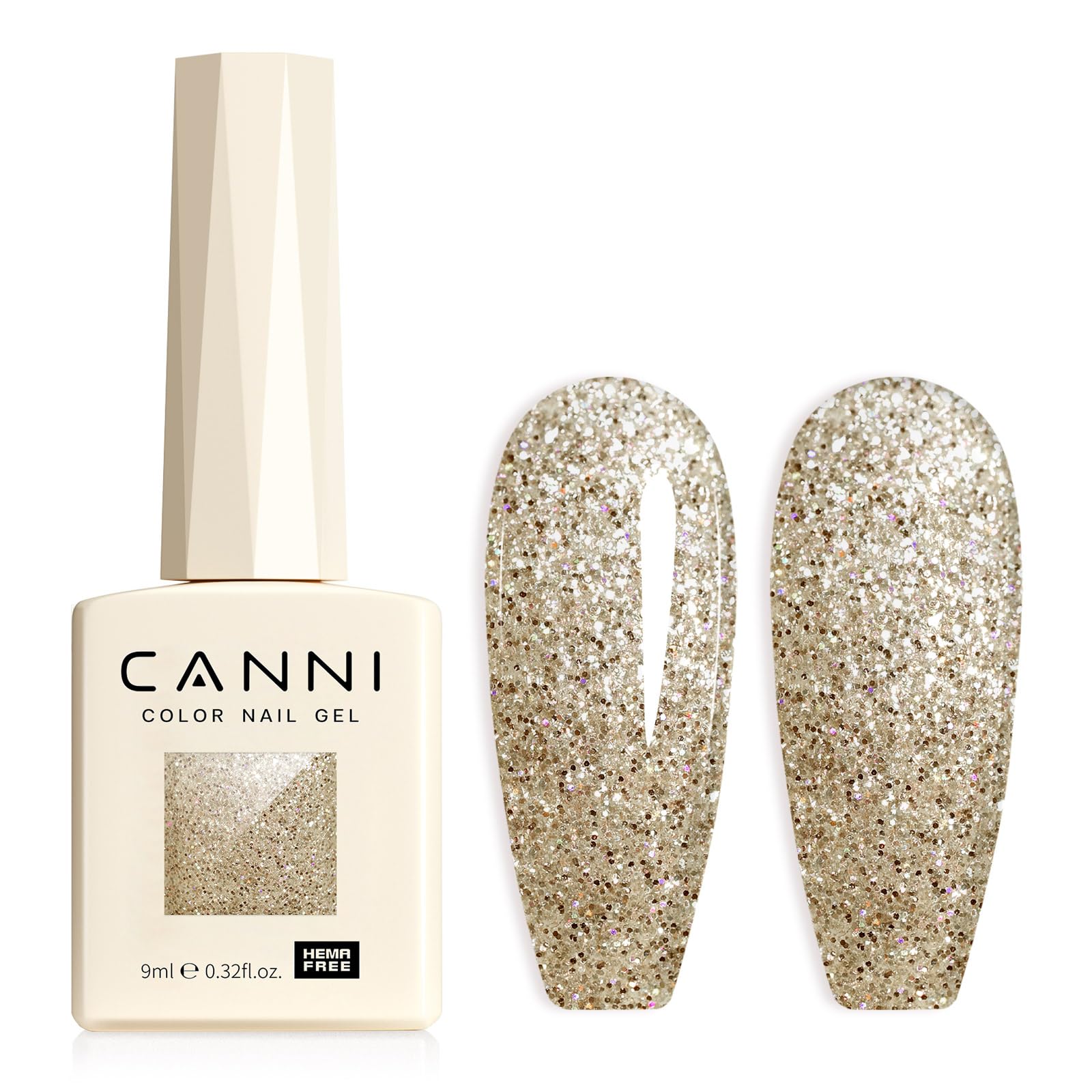 CANNI Esmaltes Semipermanentes de Uñas en Gel Purpurina Glitter Pintauñas Semipermanentes Apto Para Principiantes Manicura 9ml 8059
