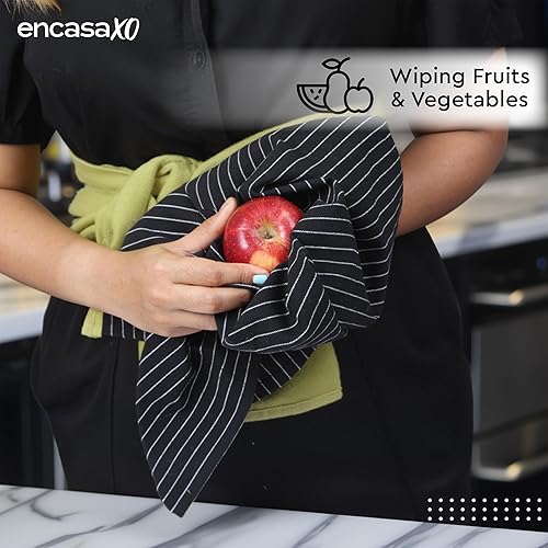 Miniatura 5 de Encasa XO Juego de toallas de cocina de algodón, paño de mano y té para limpieza y secado rápido, XL 28 x 18 pulgadas (paquete de 4) altamente