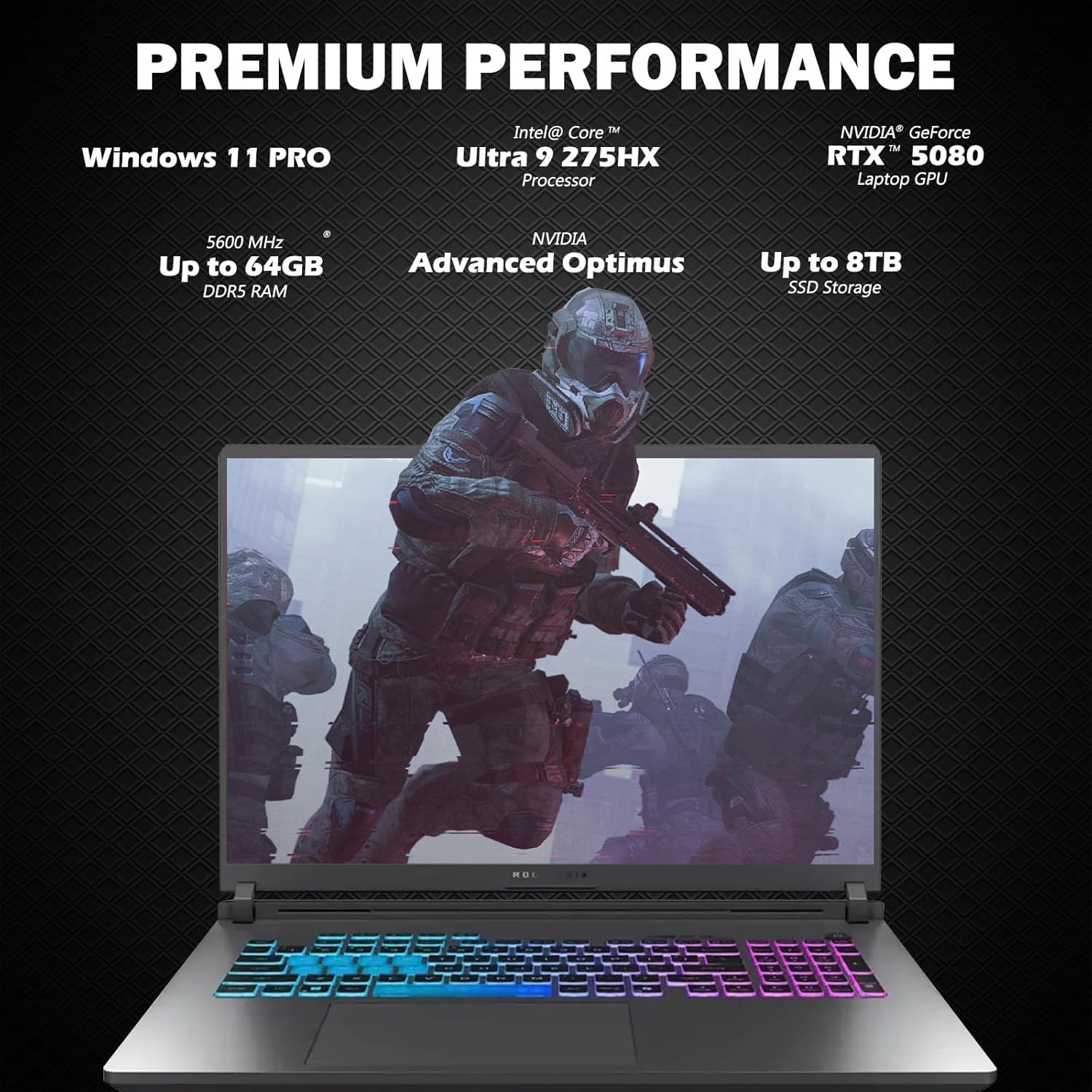 ASUS ROG Strix G18 Laptop, 18" 2.5K 240Hz Gaming Laptops, NVIDIA GeForce RTX 5080, Intel Core Ultra 9 275HX, 32GB DDR5 RAM, 2TB SSD, Backlit Keyboard, Wi-Fi 7, Windows 11 Pro