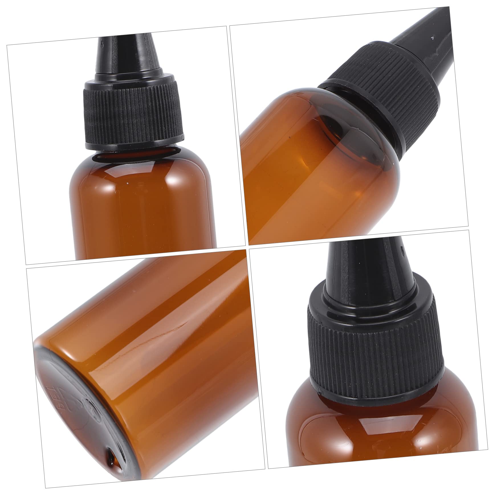 POPETPOP 10 Botellas Aplicadoras para Cabello Marrón de Plástico Recargables de 50ml Tapa, Fáciles de Usar para Teñido y Aplicación de Aceite en Pintura Capilar