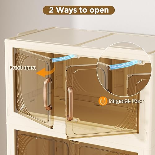 Miniatura 3 de Contenedores de almacenamiento de plástico de 4 niveles con tapas, caja de almacenamiento plegable con puertas y ruedas, contenedores de