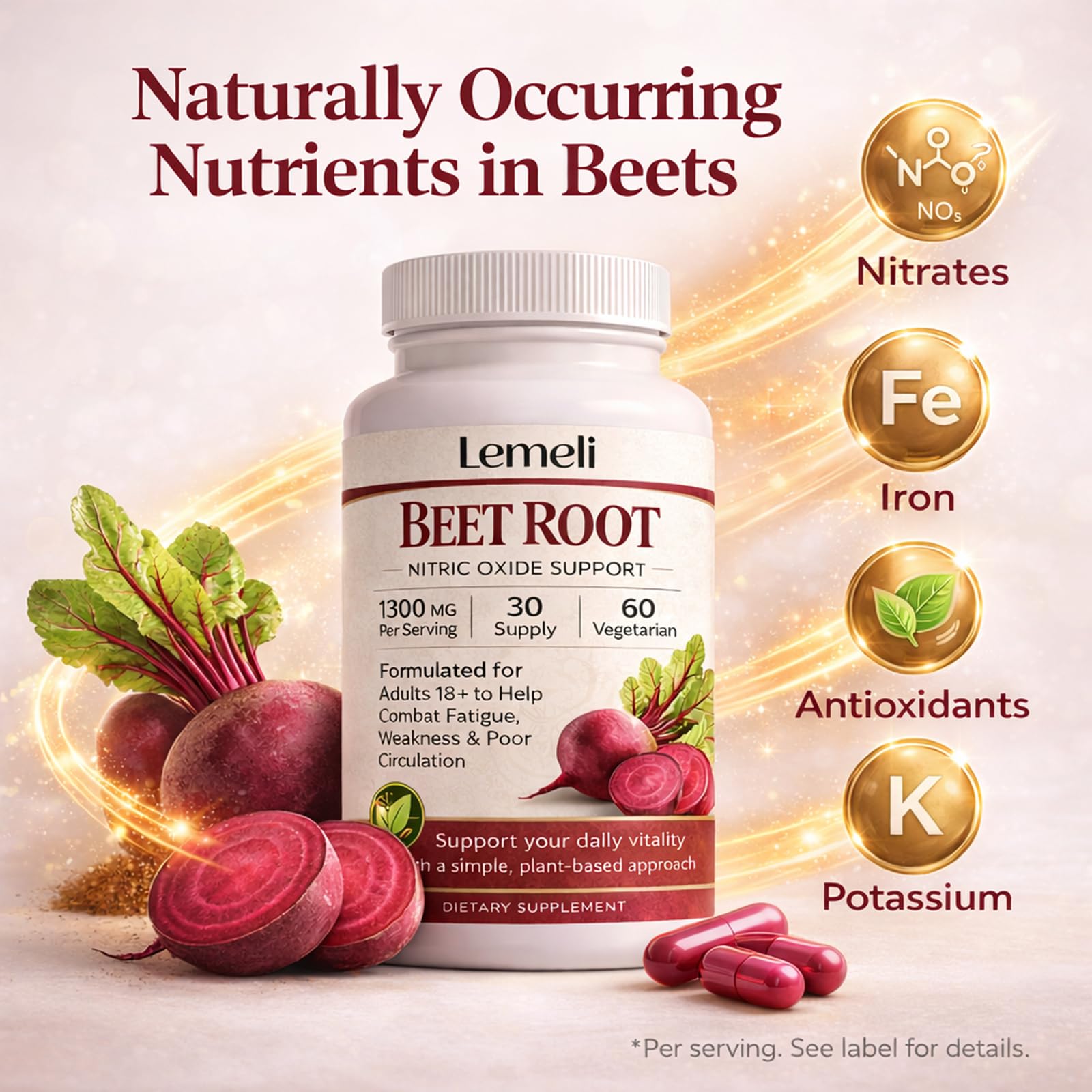 Beetroot Capsules 1300mg Nitric Oxide Booster, 60 Count — Amazon image 7