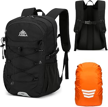 GES Multi-Functional 30L Hiking Backpack with Rain Cover, Durable Hiking Rucksack for School, Work, Camping, Trekking, Cycling & Outdoor Sports Black