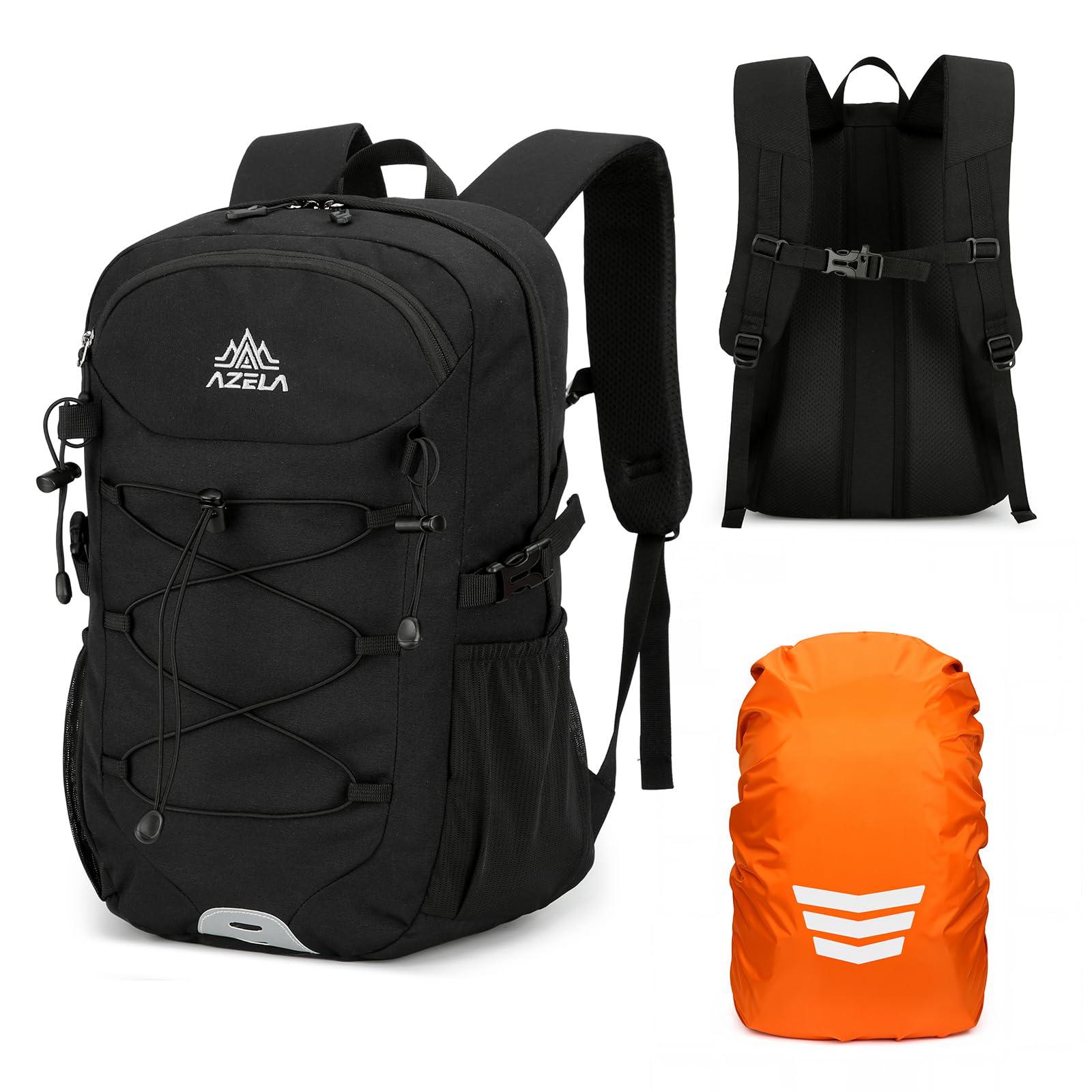 GES Zaino da trekking multifunzione da 30 l, con copertura antipioggia, zaino da trekking resistente, per scuola, lavoro, campeggio, trekking, ciclismo e sport all'aria aperta
