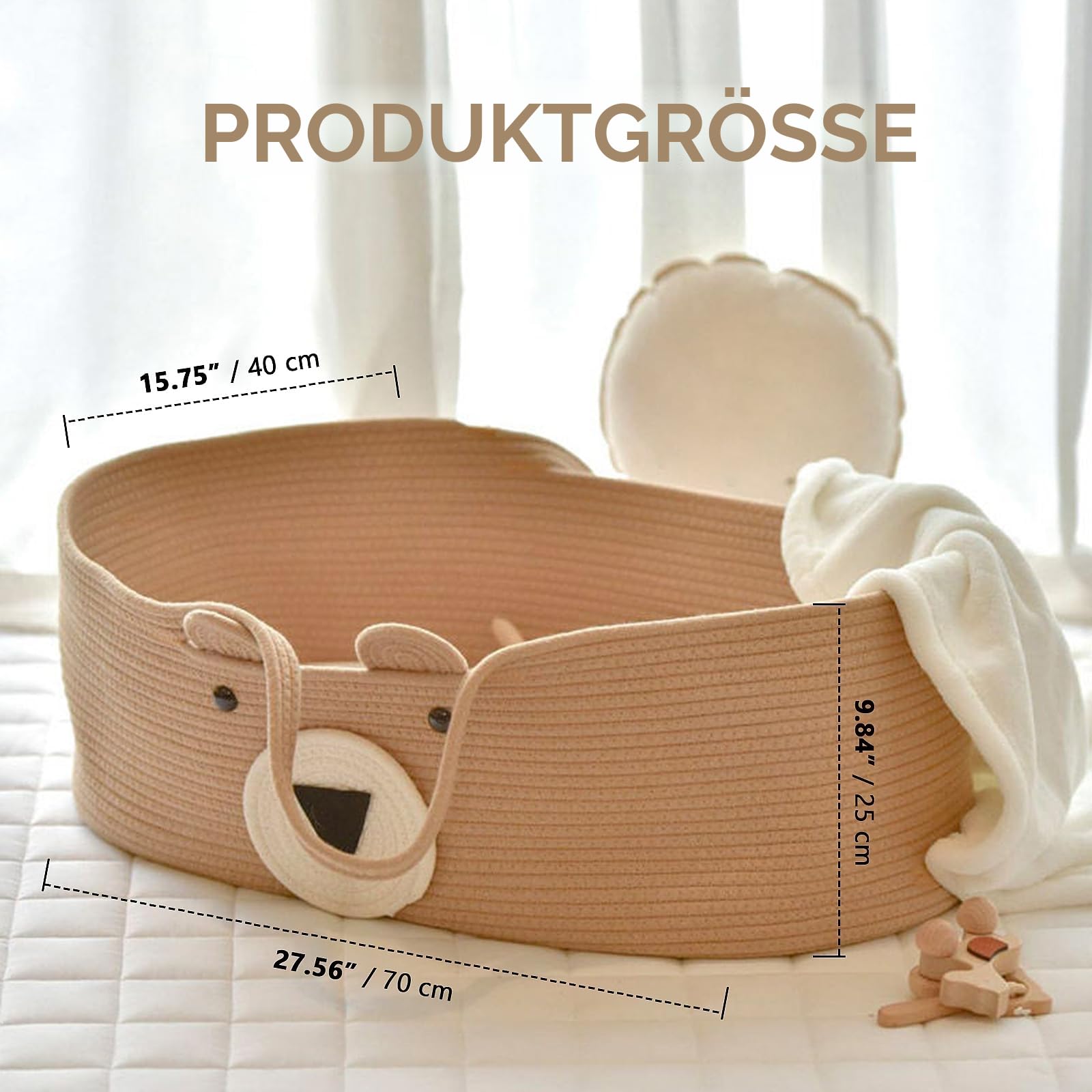 Baby Moses Basket Portable Baby Bed Handheld Moses Basket Cotton Rope Infant Bed Carrycot Baby Bedding Baby Sleeping Bag for Outdoor Travel Car