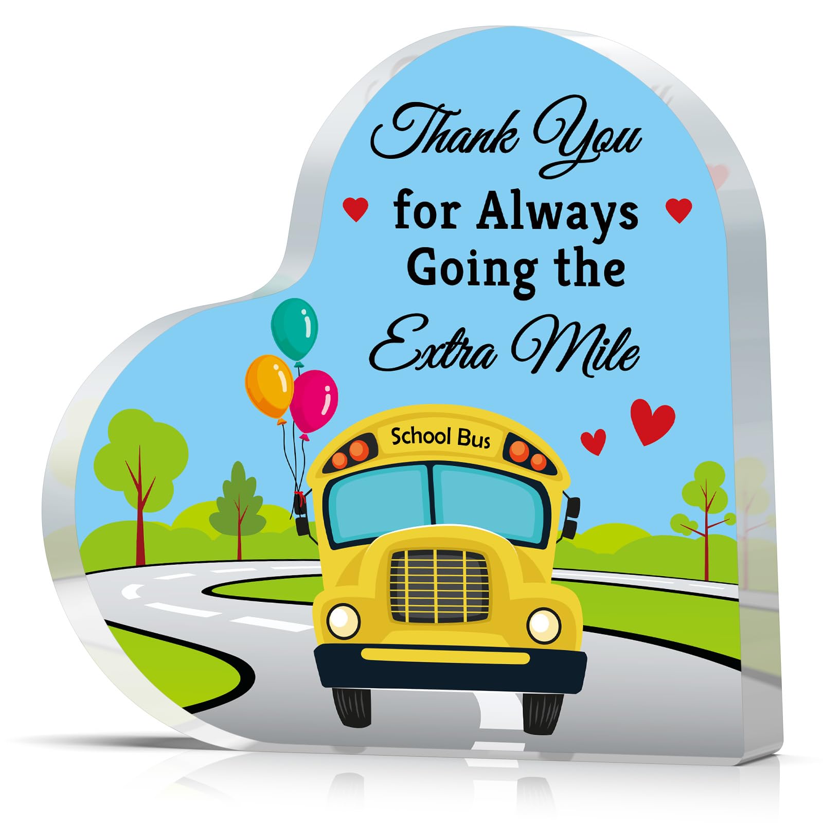 School Bus Driver Appreciation Gifts School Bus Driver Gifts for Men Women Acrylic Heart Sign Thank You Gift for Drivers Christmas Birthday Retirement Presents for Drivers Clear Desk Decorative Sign