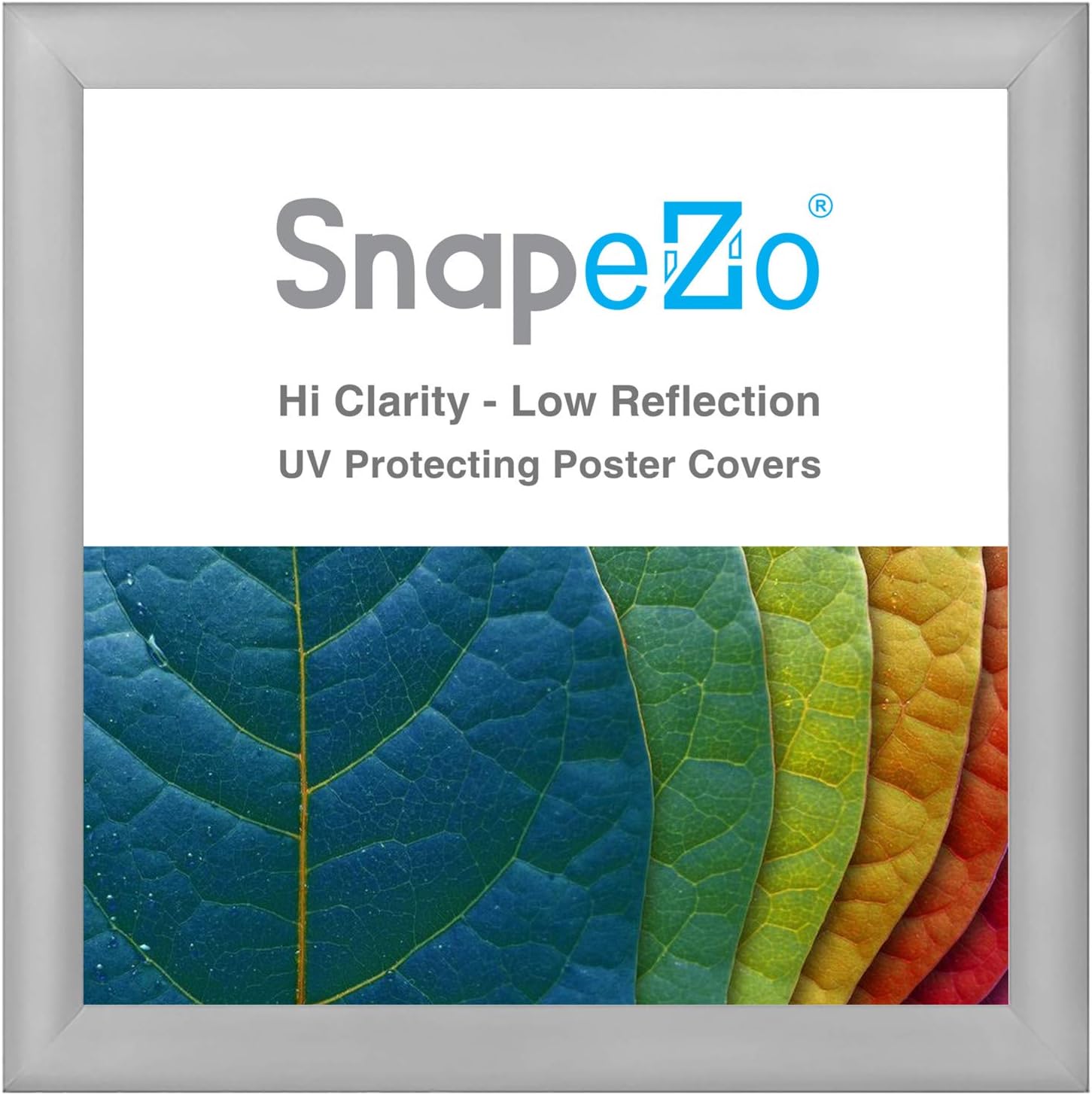 SnapeZo Silver Poster Frame 37x37 Inches, 1.2 Inch Aluminum Profile, Front-Loading Snap Frame, Wall Mounting, Professional Series 37x37 Silver